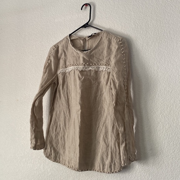 J. Crew Embroidered Bohemian 100% Linen Top - Picture 7 of 8